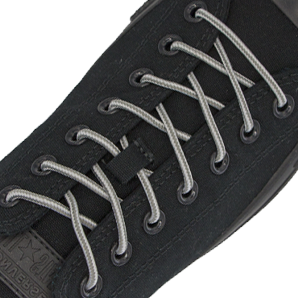 Grey White Round Shoelace Two Tone - 30cm Length 4mm Diameter