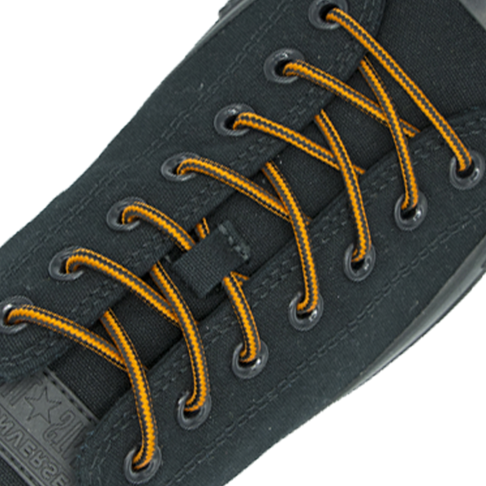 Black Orange Round Shoelace Two Tone - 30cm Length 4mm Diameter