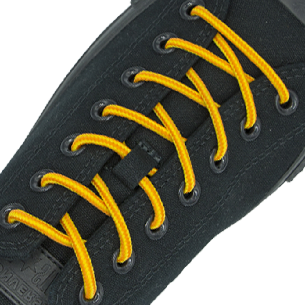 Orange Yellow Round Shoelace Two Tone - 30cm Length 4mm Diameter