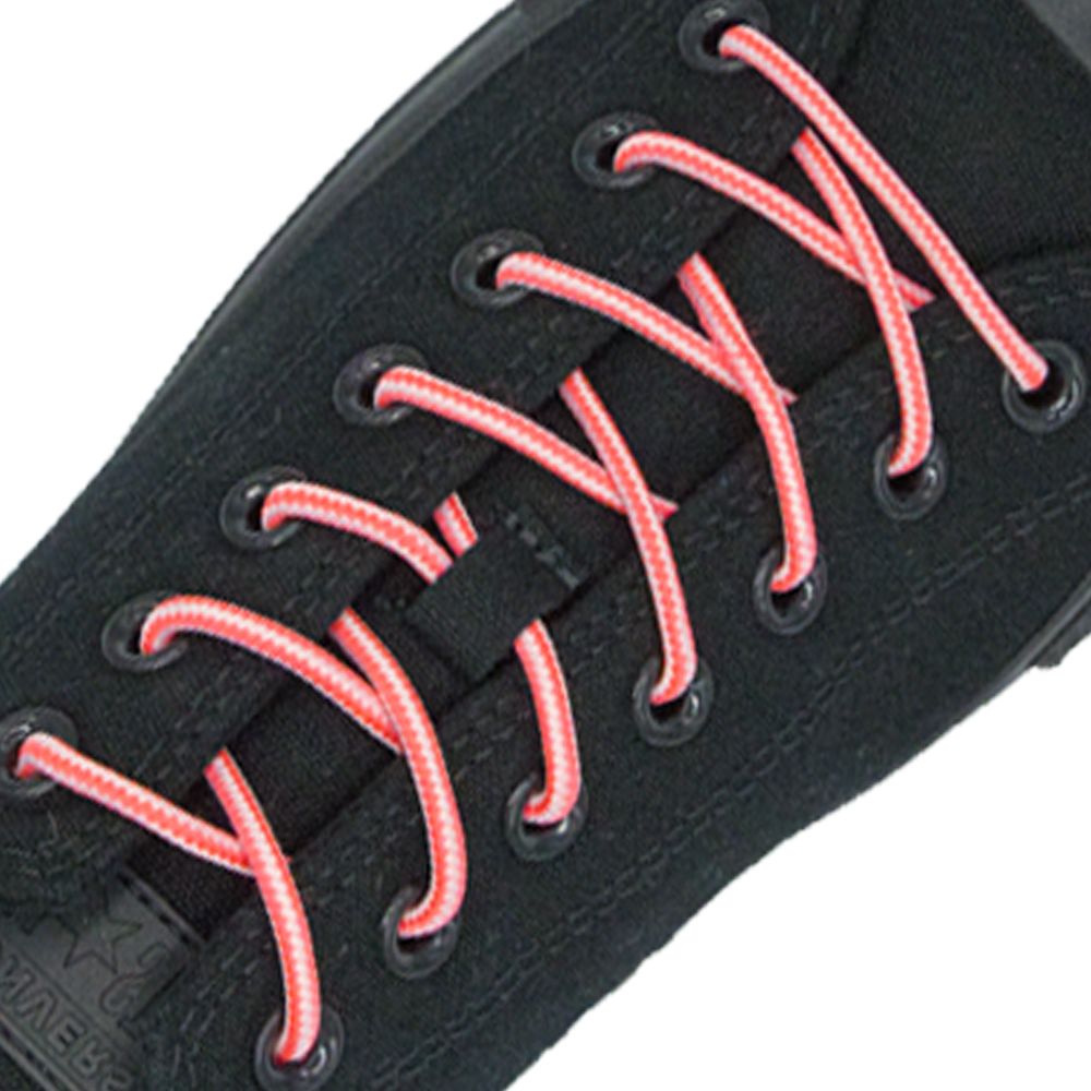 Pink White Round Shoelace Two Tone - 30cm Length 4mm Diameter