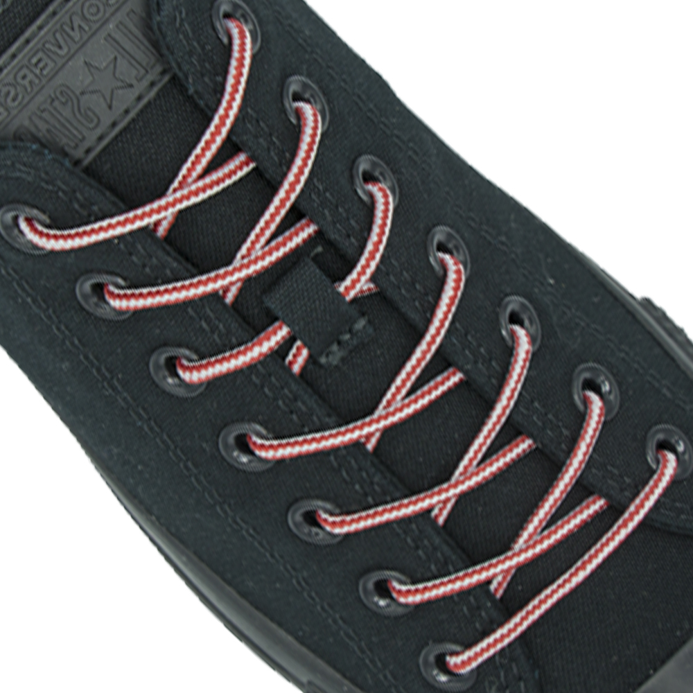 Red White Round Shoelace Two Tone - 30cm Length 4mm Diameter