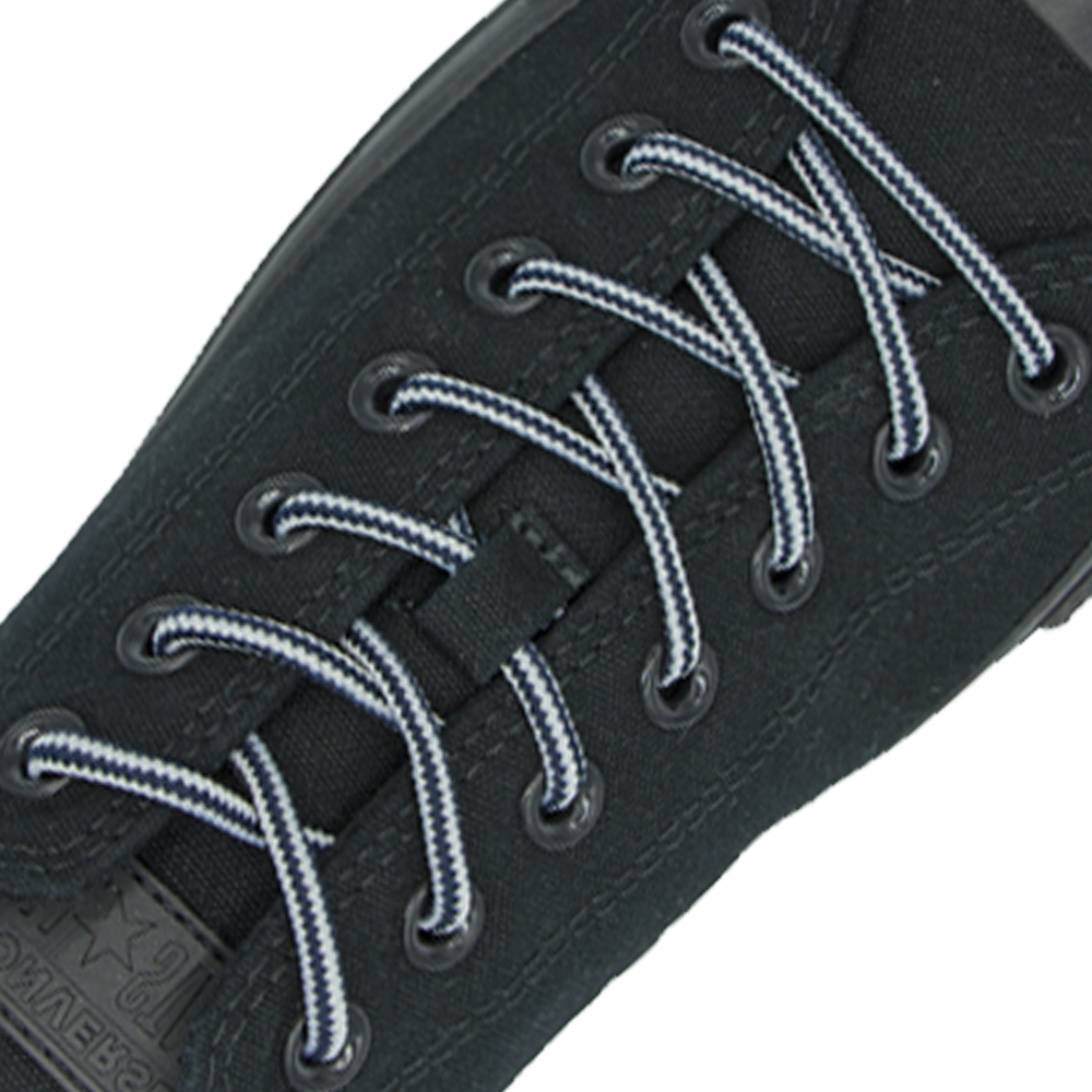Black White Round Shoelace Two Tone - 30cm Length 4mm Diameter