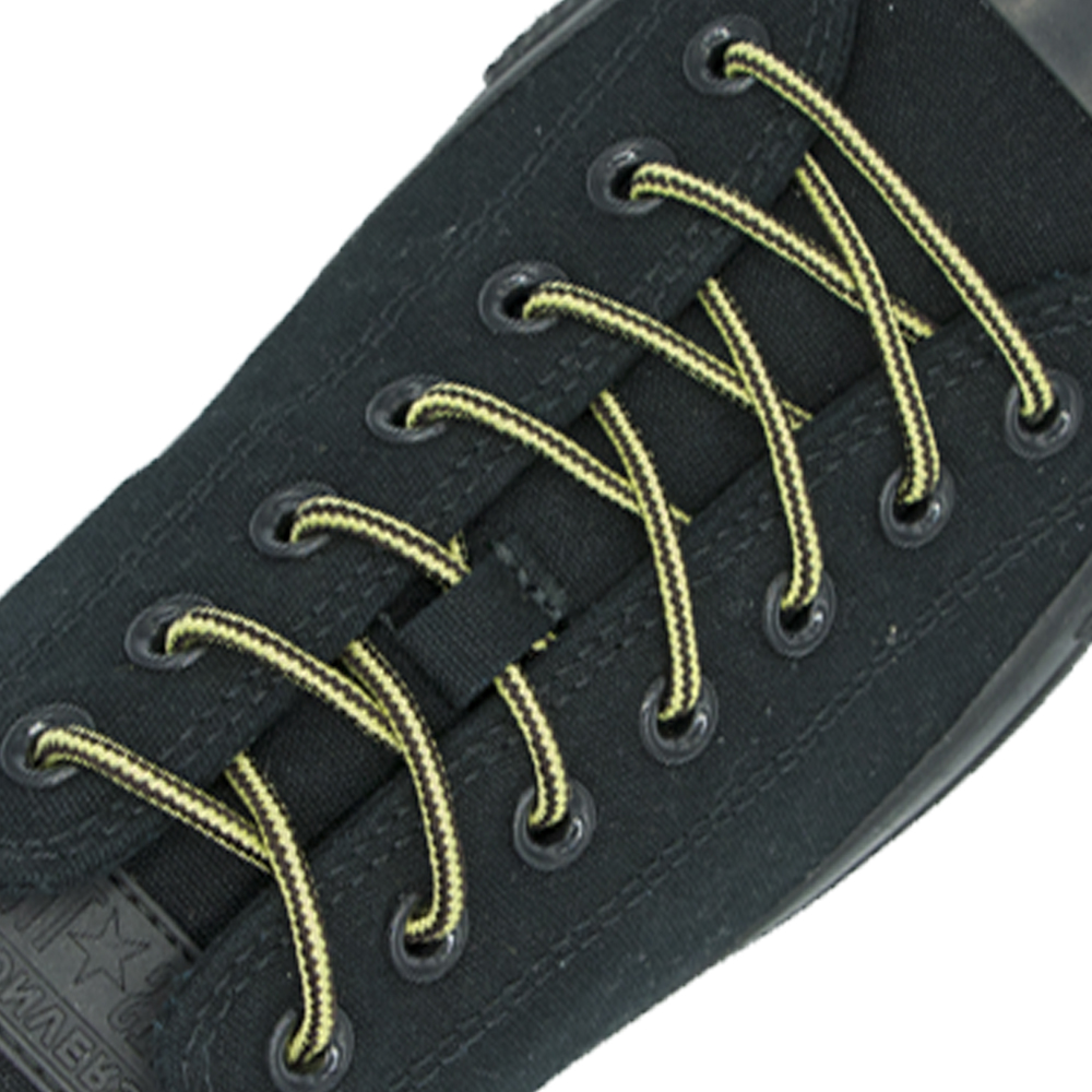 Black Yellow Round Shoelace Two Tone - 30cm Length 4mm Diameter